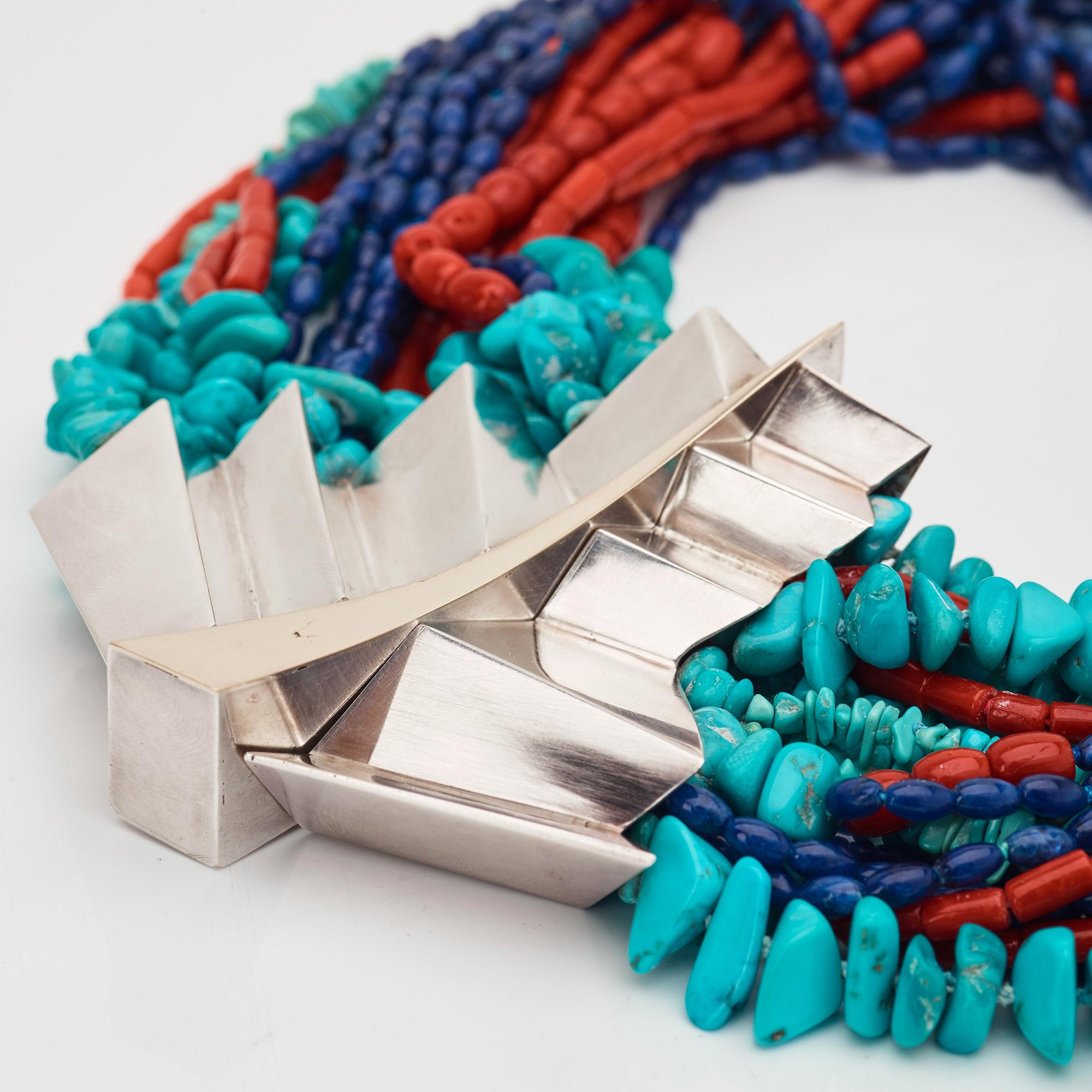 Kristian Nilsson, a sterling necklace with semi-precious stones, Stockholm, 1983,