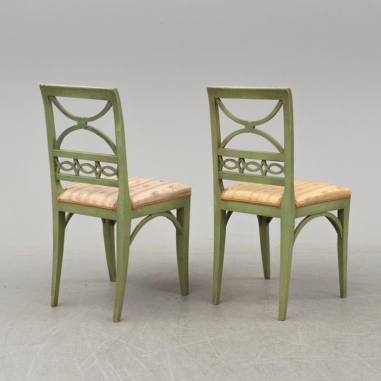 A set of six 19th century painted chairs.