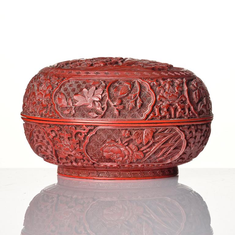 A red lacquer box, Qing dynasty, 19th century.