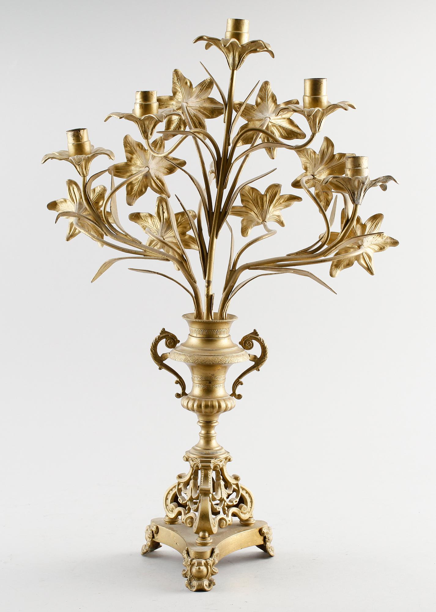 KANDELABER, mässing, Louis XIV-stil, 1800-talets andra hälft.