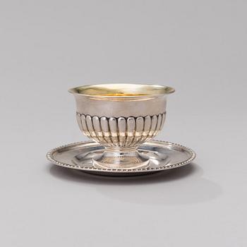 A SWEDISH SILVER BOWL WITH LADDLE, Johan Petter Grönvall, Stockholm 1832 and 1821.