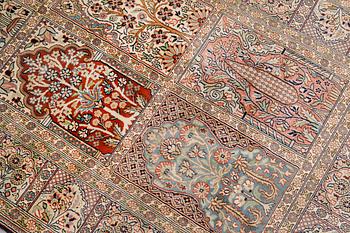A rug, silk on cototn, Silke kashmir ca 154 x 92 cm.