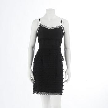 VALENTINO red, a black lace dress, size 46.