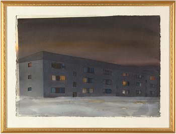 Lars Lerin, akvarell, signerad 1993.
