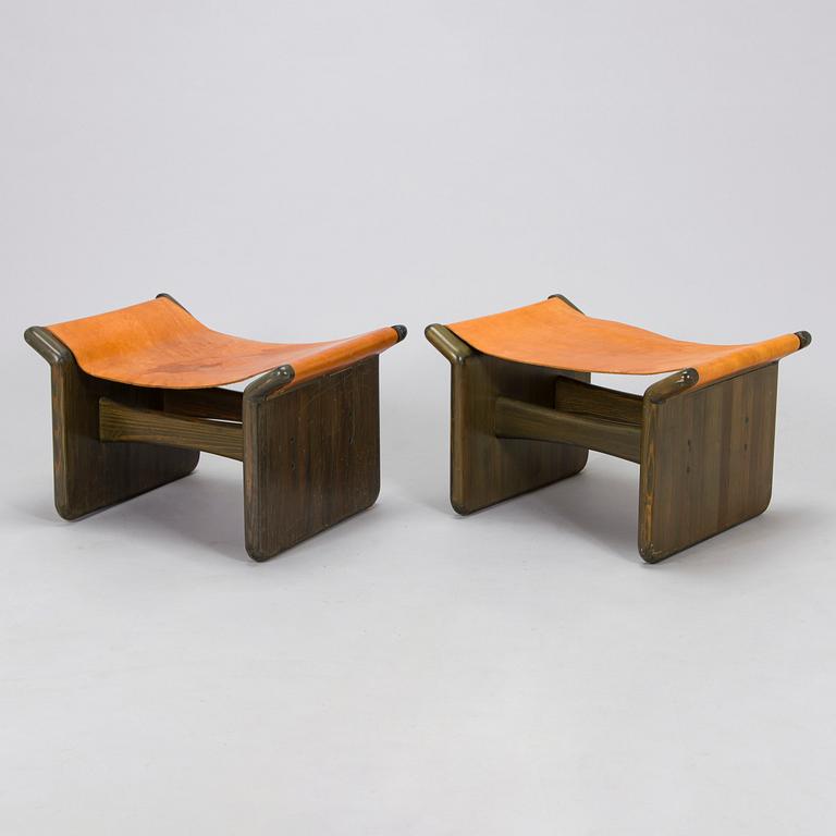 Tapio Wirkkala, a pair of stools made to order  for the Finnish Glass Museum manufactured by  Reino Huotari 1981.