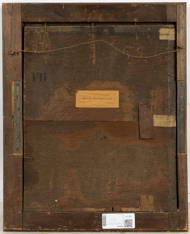 David Vinckboons, hans efterföljd, Mor, dotter och hund vid stuga.