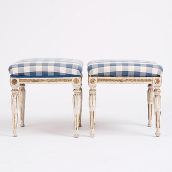 A pair of late-Gustavian stools by E. Ståhl (master in Stockholm 1794-1820).