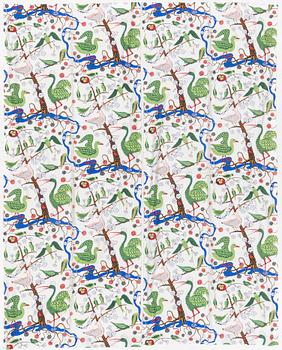 Josef Frank, a pair of 'Gröna Fåglar', (Green Birds) curtains, Svenskt Tenn.