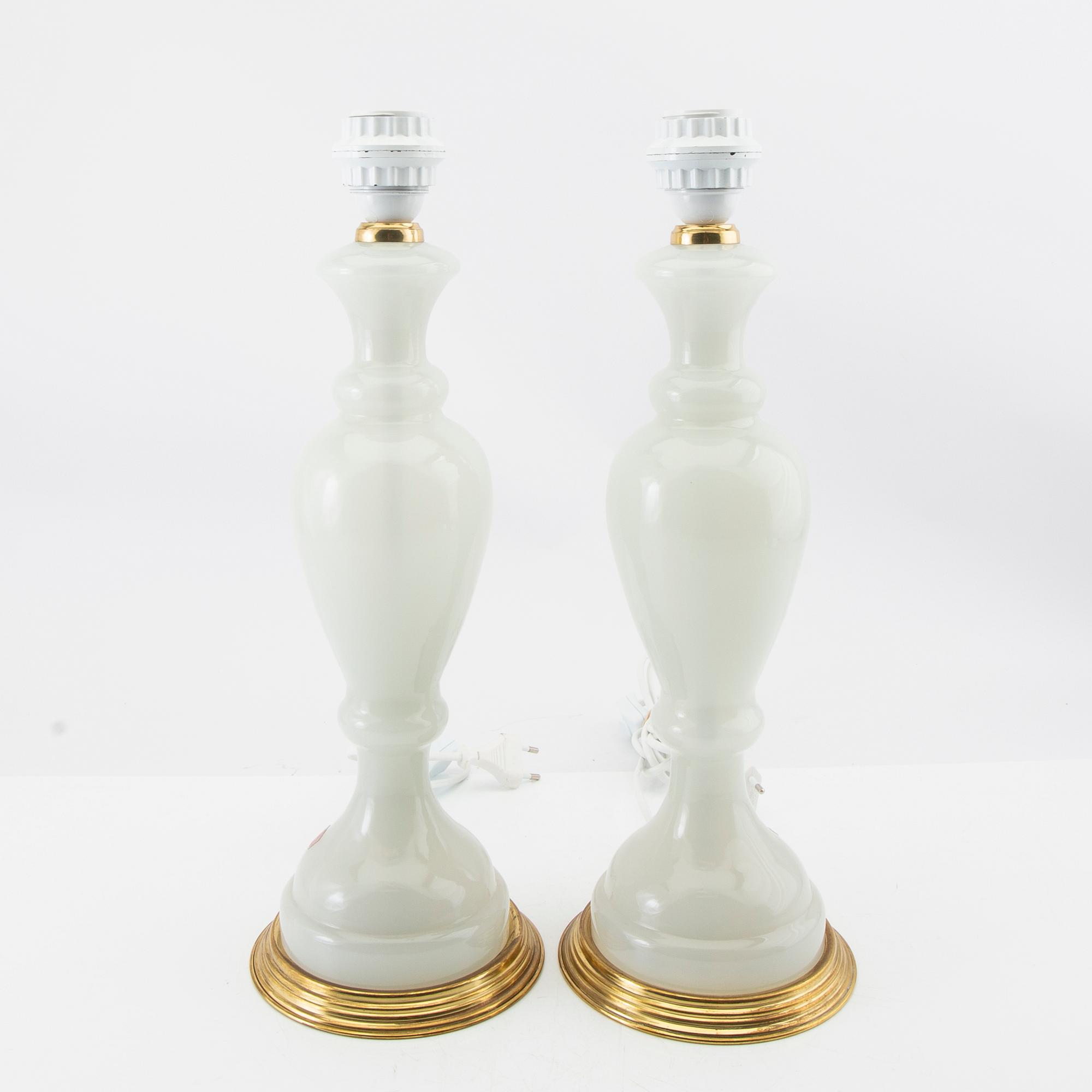 Bordslampor ett par Fratelli Ferro Murano Italien 1900-alets mitt.