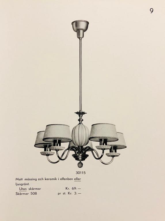 Bertil Brisborg, a model "30115" ceiling lamp, Nordiska Kompaniet, 1940's/50's.