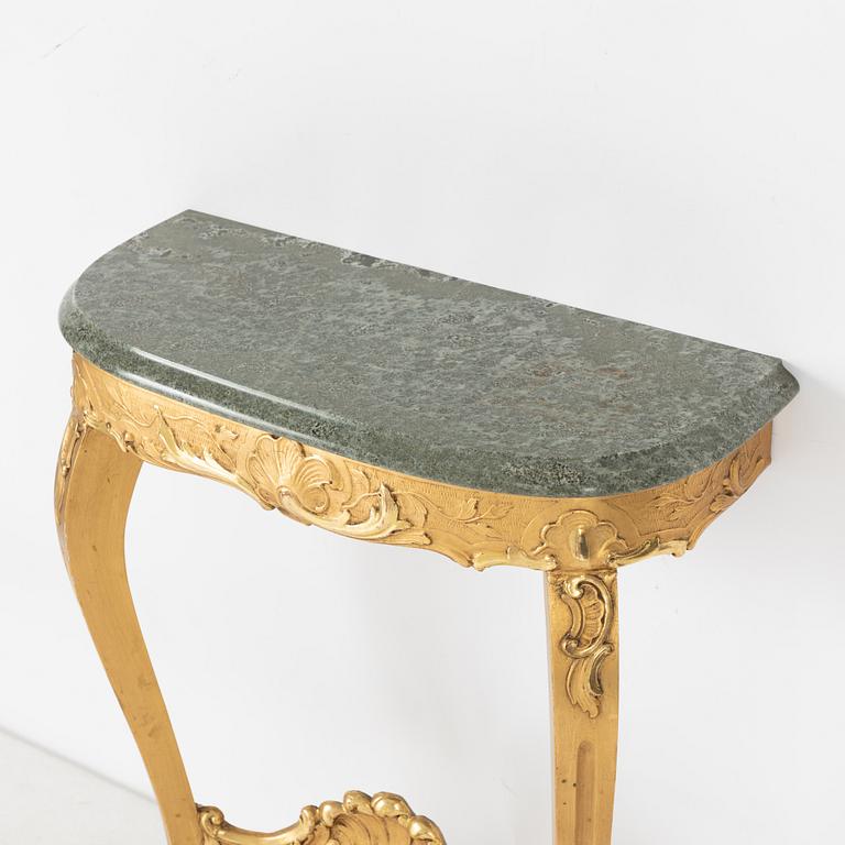 Spegel med konsollbord, rokokostil, 1900-talets mitt.