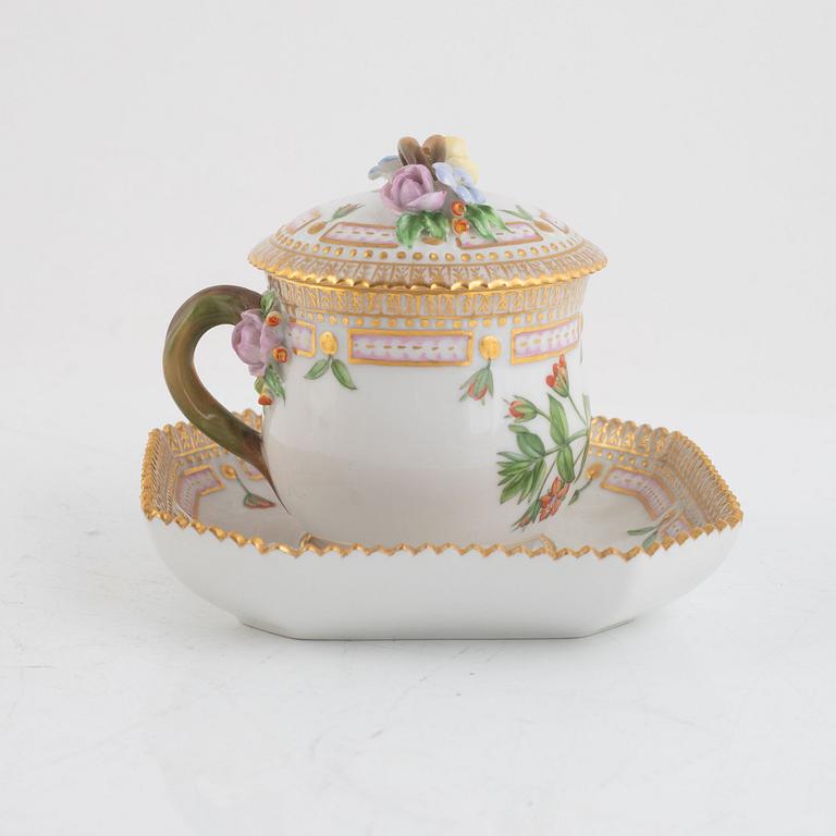 A "Flora Danica" custard cup with stand and lid, Royal Copenhagen, Denmark.