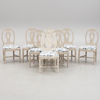 Eight Gustavian Style Chairs, 1900s/2000s.