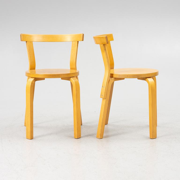 Alvar Aalto, chairs, "68", set of 4, Artek, Finland.