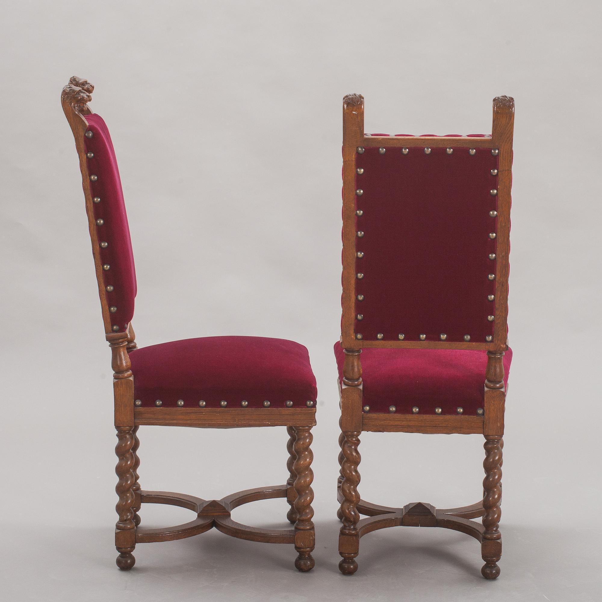 STOLAR, ett par, barockstil. 1900-tal.