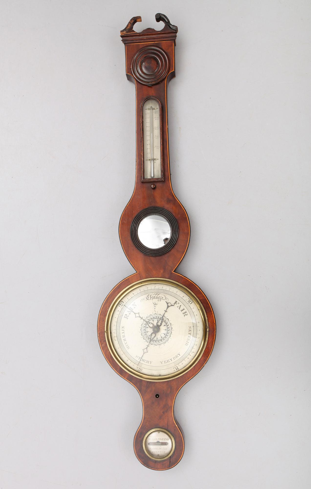 BAROMETER, D. Goldspink, England, 1800-tal.
