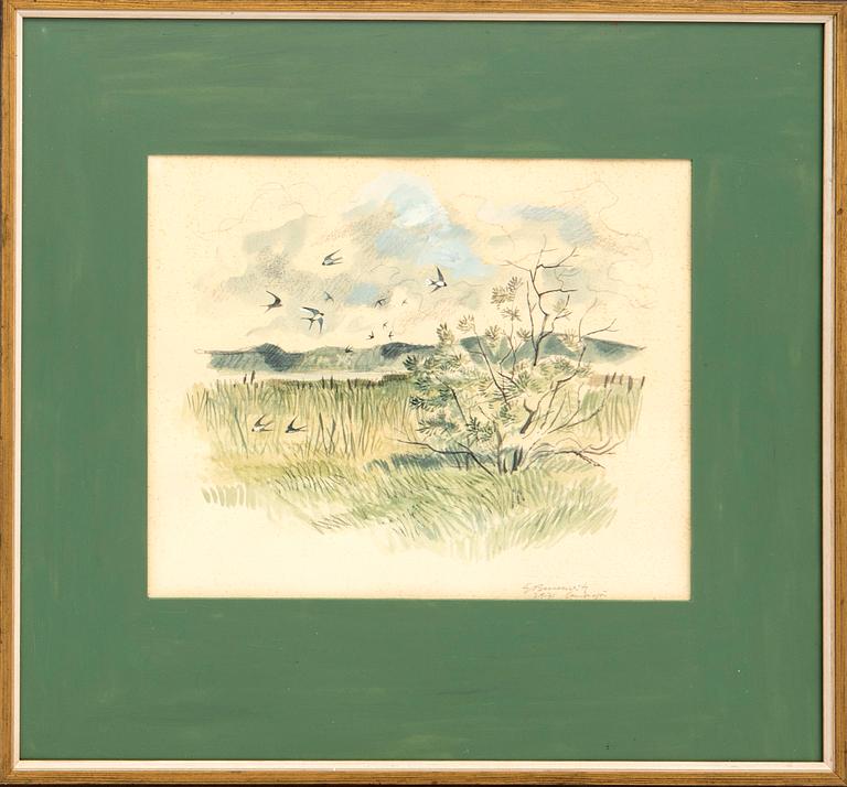 Gunnar Brusewitz, "Sandasjön, svalor".