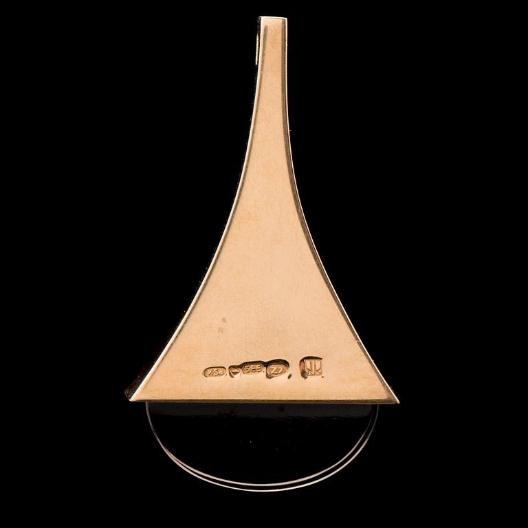 A MIRJAM SALMINEN PENDANT, smoky quartz, 14K gold. Kaunis Koru 1977.