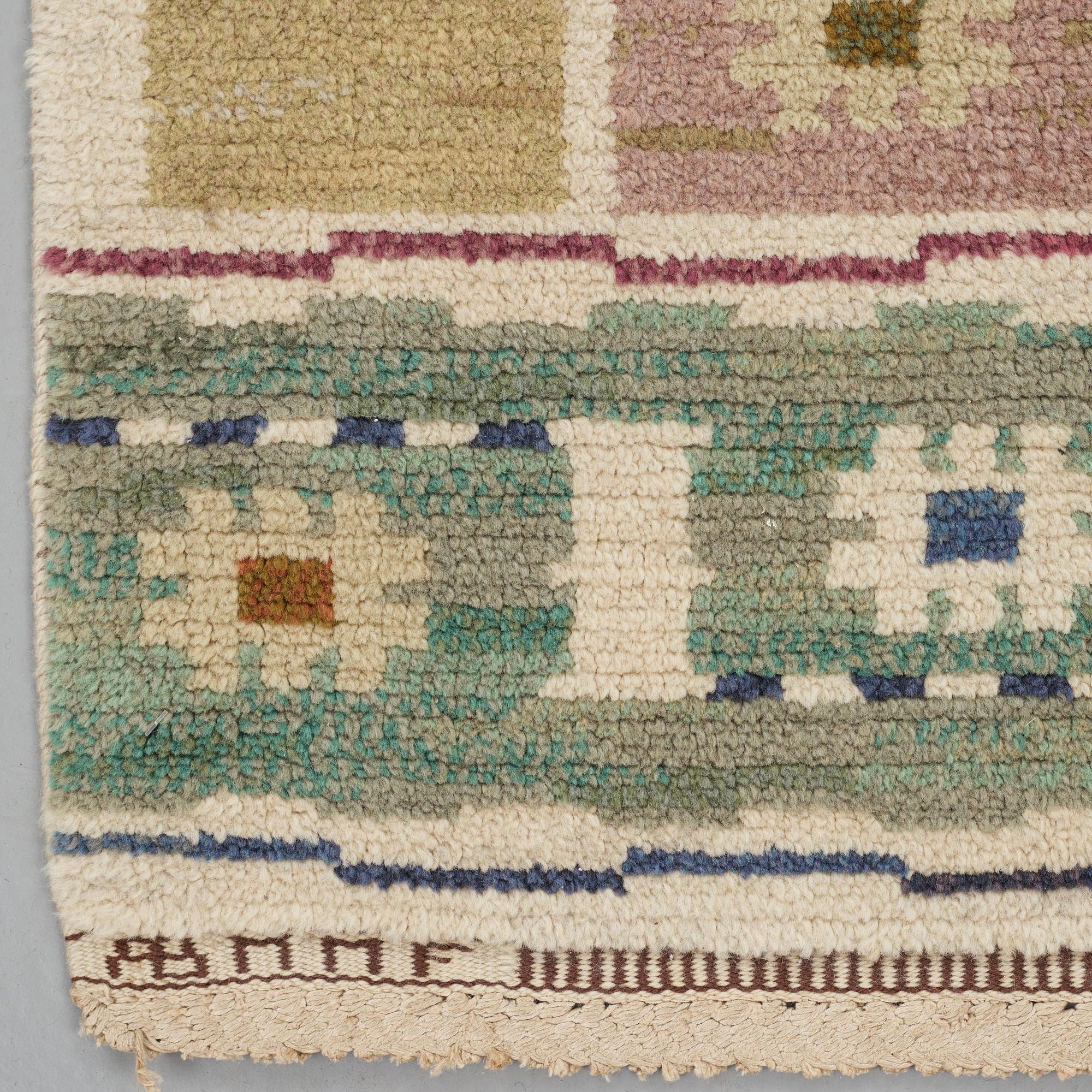 Märta Måås-Fjetterström, Matto, "Ängarna", knotted pile, ca 244-245,5 x 178,5-181,5 cm, signed AB MMF.