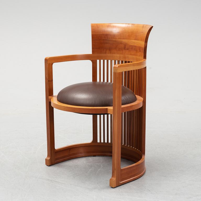 A model 606 'Barrel' chair by Frank Lloyd Wright for Cassina, designed 1937.