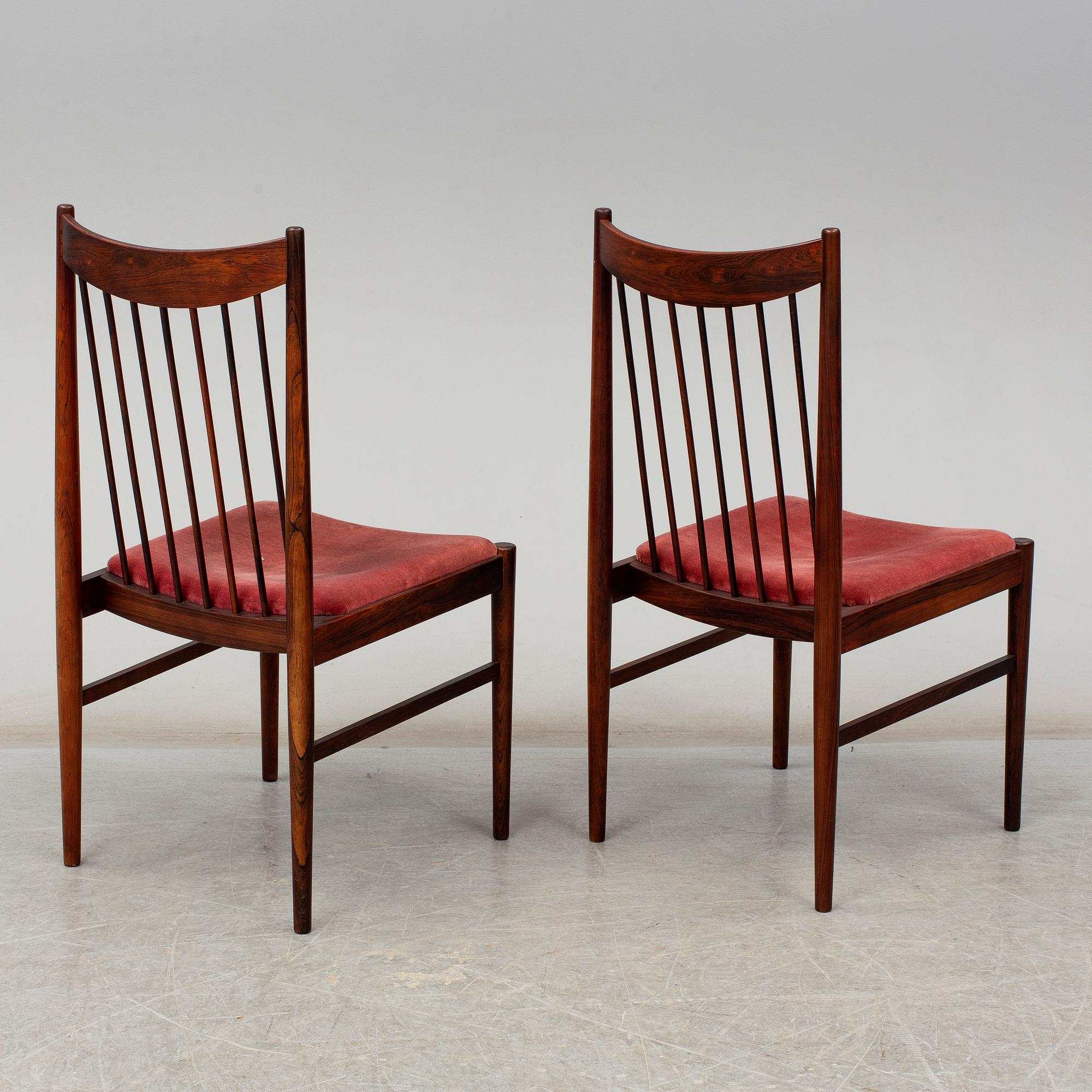 ARNE VODDER, eight Danish rosewood chairs from Sibast, 1960's.