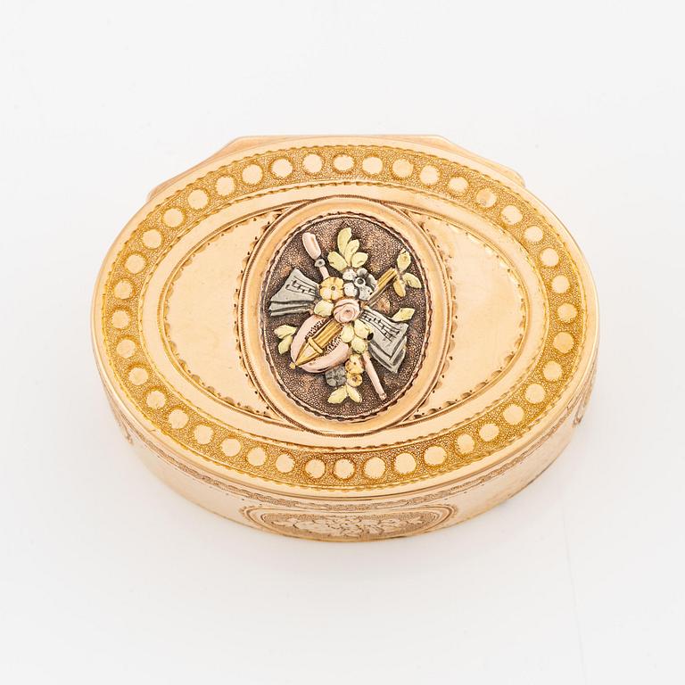 A Swedish 18th century gold snuff-box, mark of Christian Maas, Stockholm 1783.