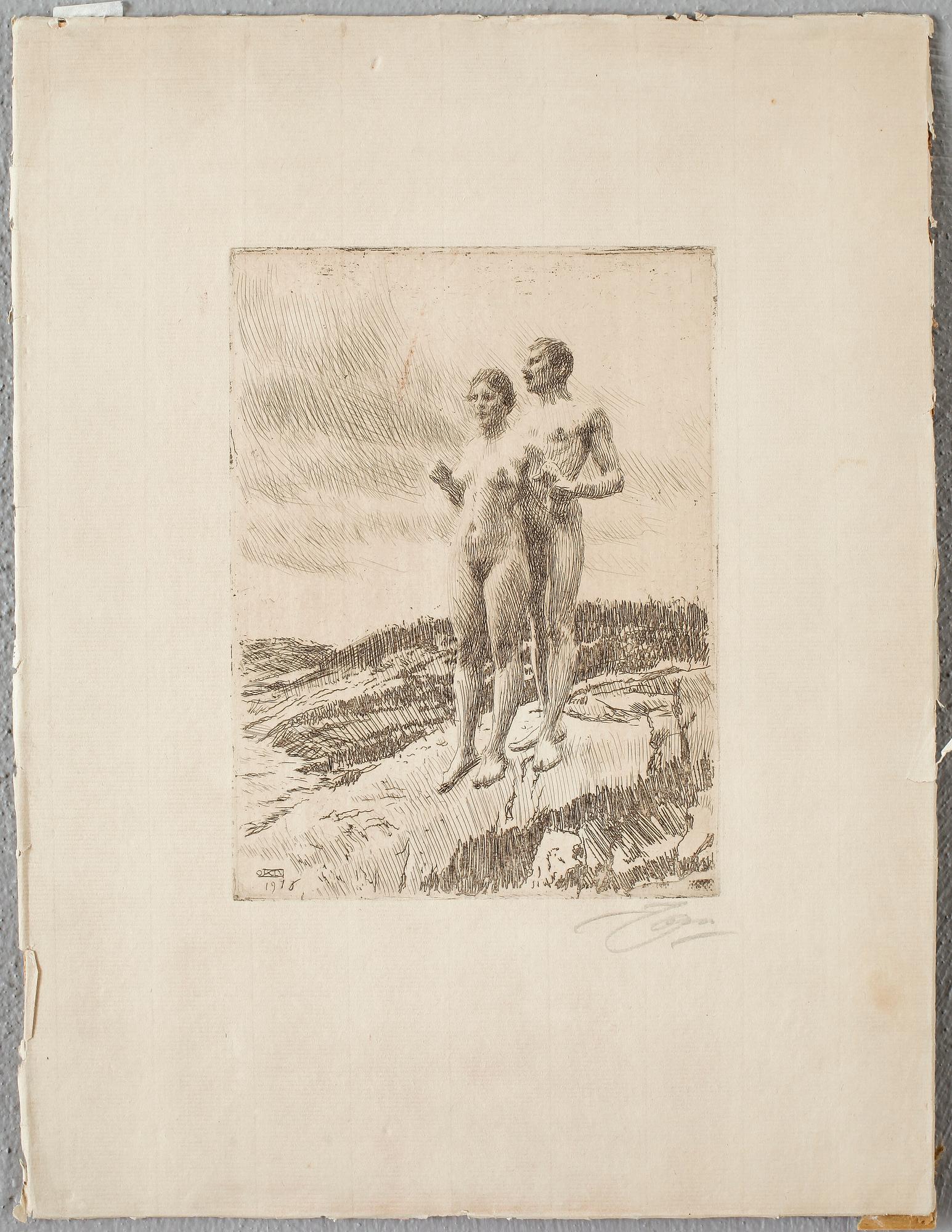 ANDERS ZORN, Etsning, utförd 1916, signerad med blyerts.