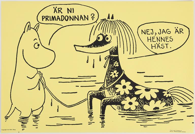 Tove Jansson, affischer, 6 st, Bull's Presstjänst, Art Work Shop.