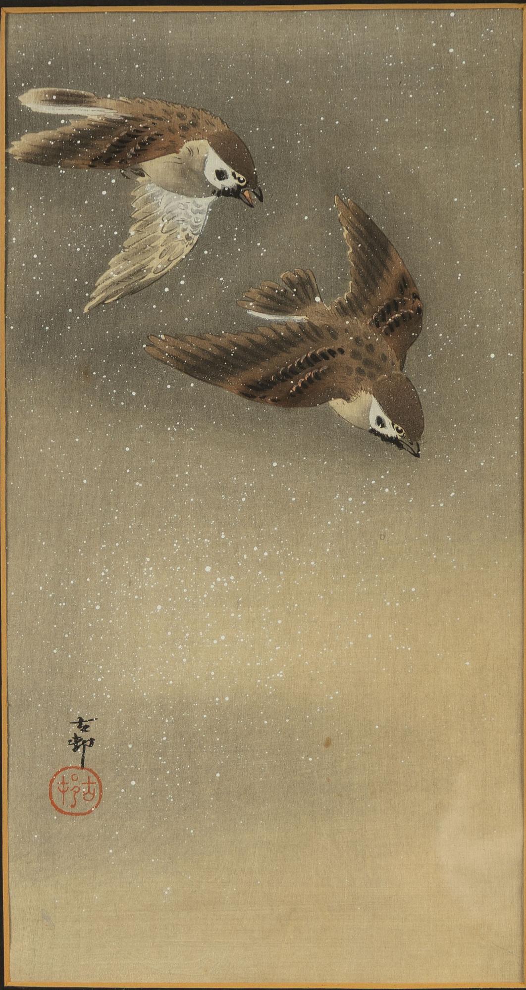Ohara Koson, "Sparrows in snow".