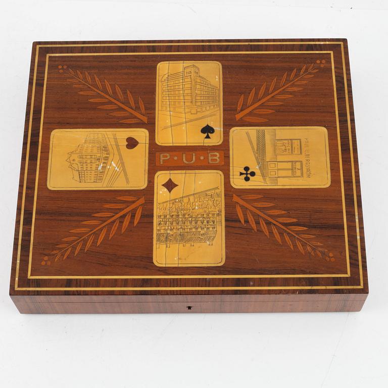 Box for playing cards and chips, etc., provenance Paul U. Bergström, founder of PUB, Sweden circa 1930.