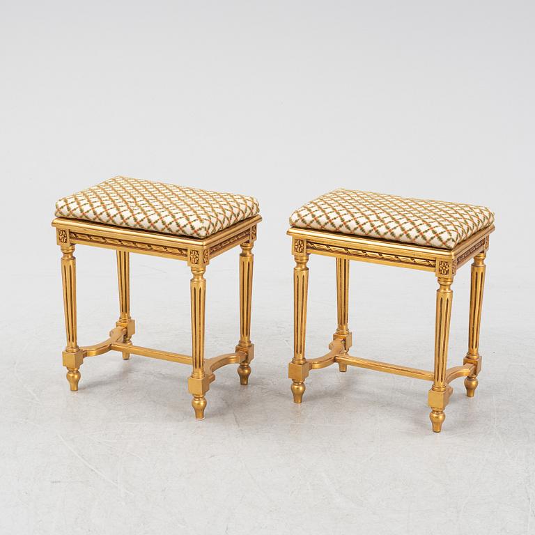 A pair of Gustavian style stools, second half of the 20th Century.