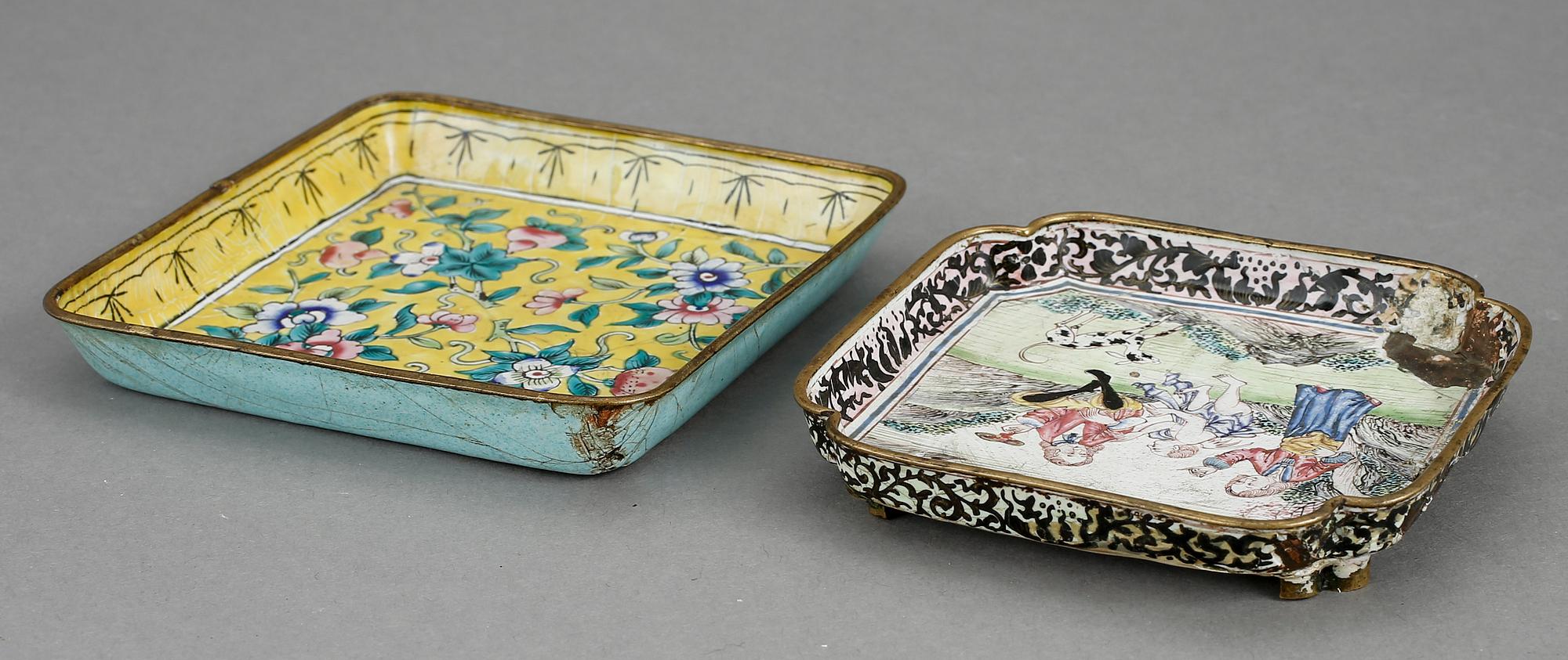 FAT, 2 stycken, emalj, Kina, 17/1800-tal.