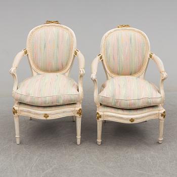 Two Louis XVI armchairs, France, late 18th century.