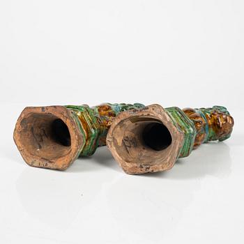 A pair of joss stick holders, late Ming dynasty.