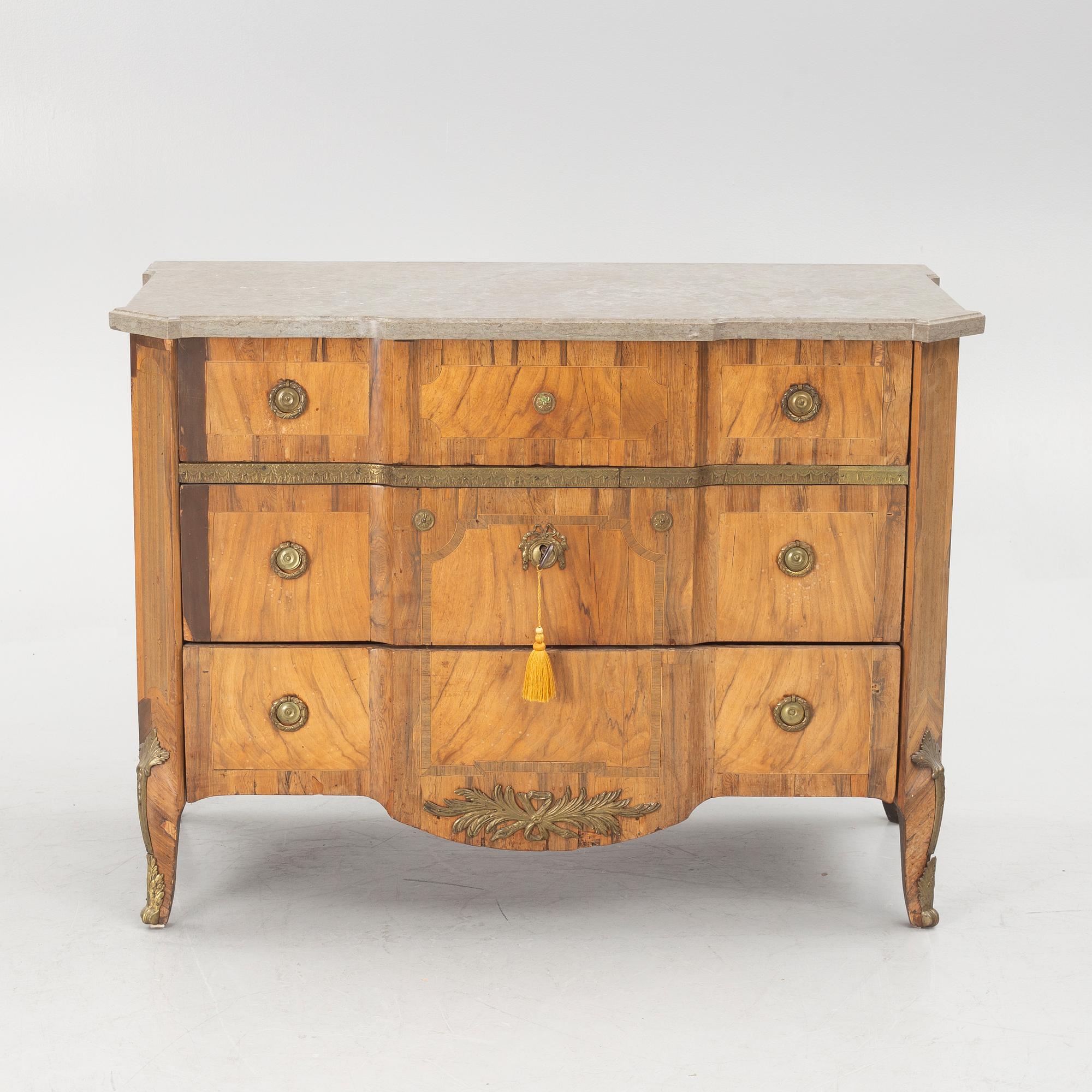 A Gustavian parquetry commode by M. Engström (master in Stockholm 1758-97).