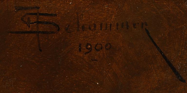 FRANCOIS SCHOMMER, olja på pannå, signerad och daterad 1900.