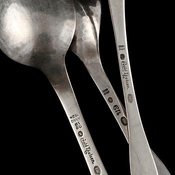 BESTICKSERVIS, 12 delar, silver, Evald Nielsen, Köpenhamn, 1920-tal. Vikt 404 g.
