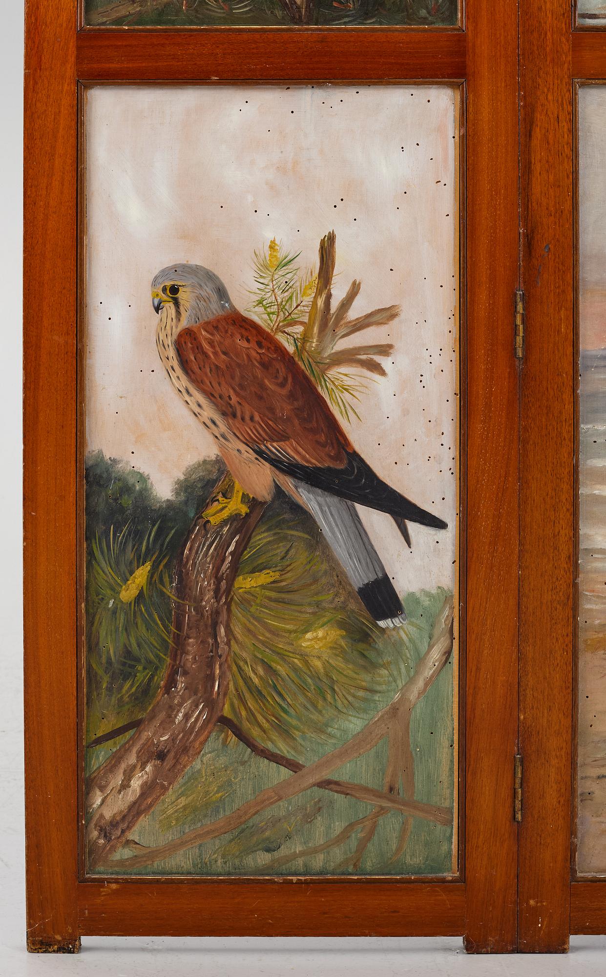 A folding screen, late 19th century.