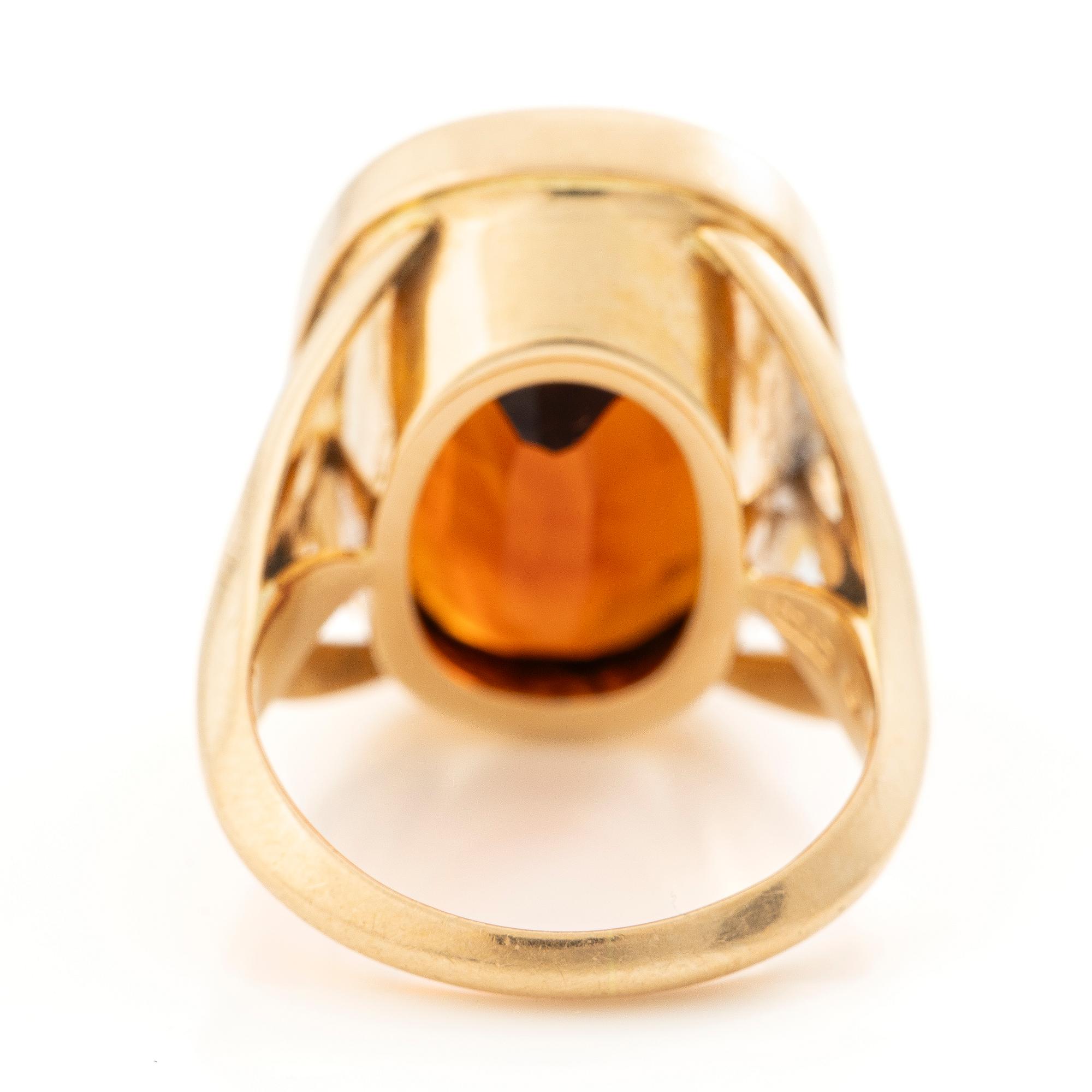 Sigurd Persson, Ring, 18K gold with a faceted citrine, Stockholm, 1967.