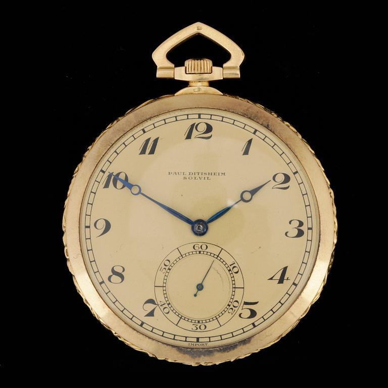 Dress watch, 18k gold, Paul Ditisheim, Solvil, 1930. total weight 62.8 g. 47mm.