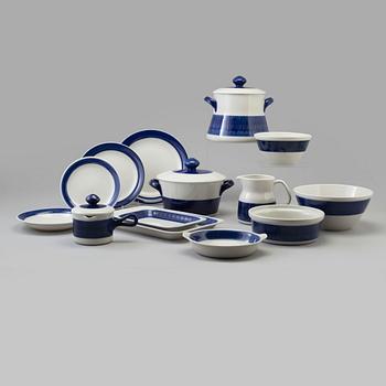 a 51 pcs porcelin dinner service, 'Koka blå', by Hertha Bengtsson, Rörstrand, in production 1956-1988.
