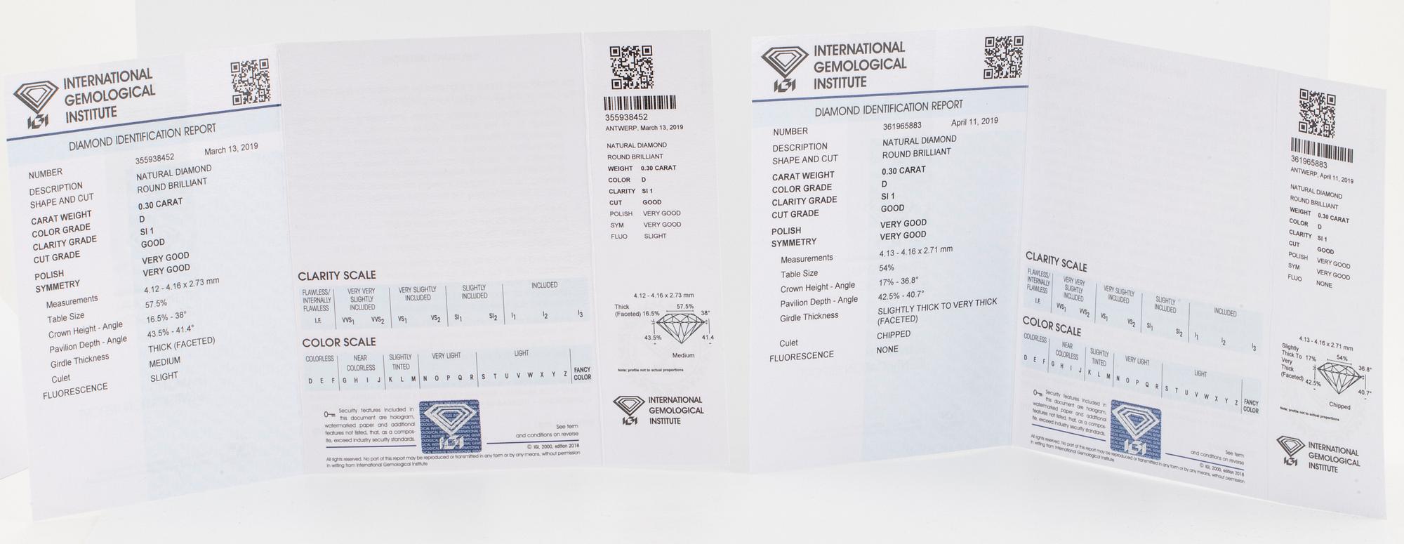 ÖRHÄNGEN, Enstensörhängen med briljantslipade diamanter, certifikat IGI.