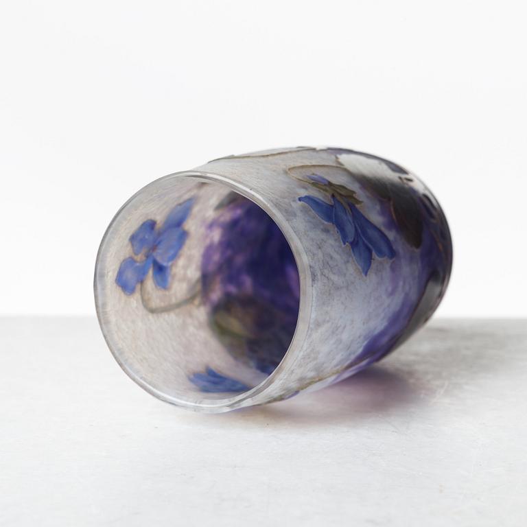 A Daum Art Nouveau enamel painted cameo glass vase, France.