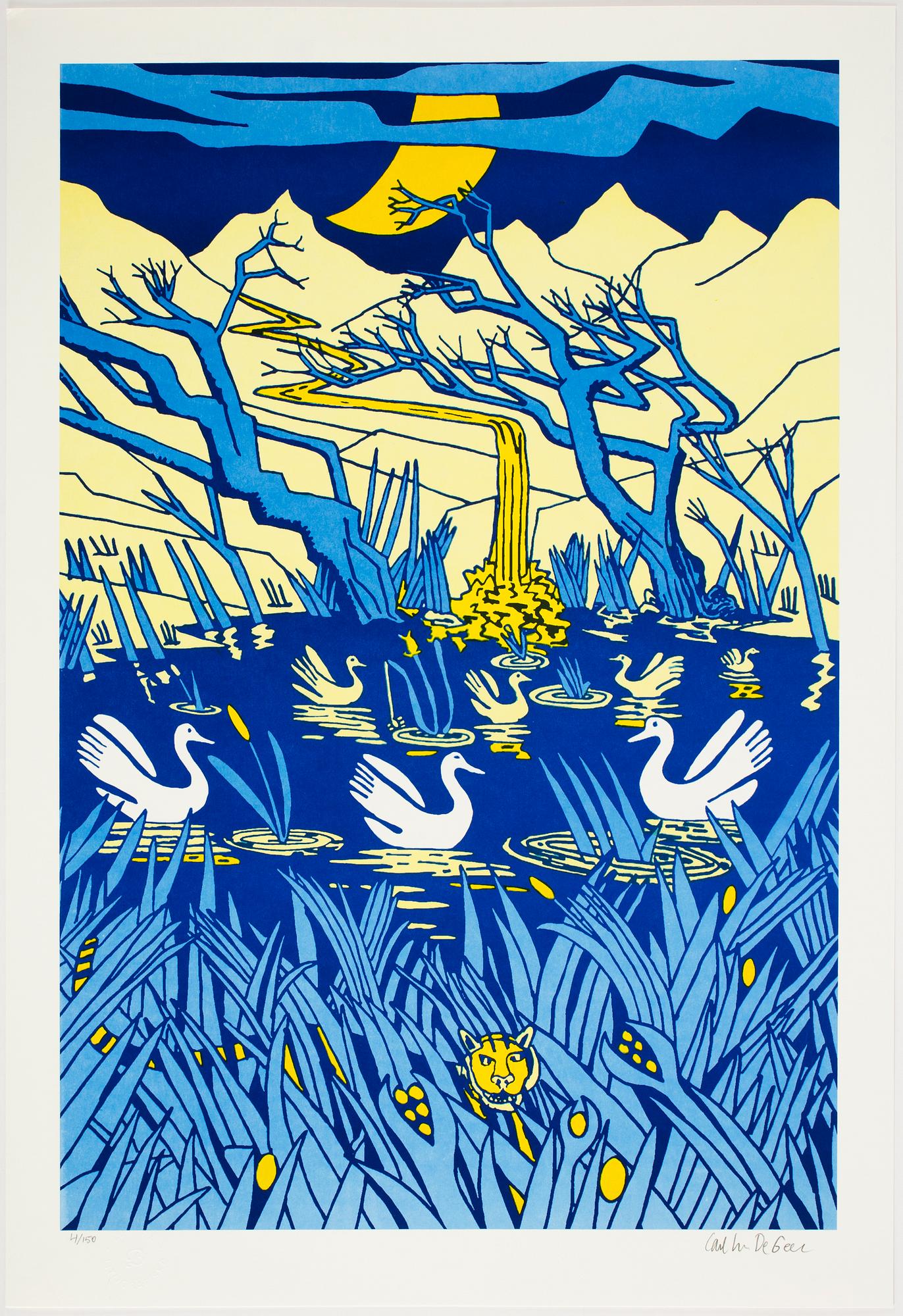 Carl Johan De Geer, lithograph in colours, signed 4/150.