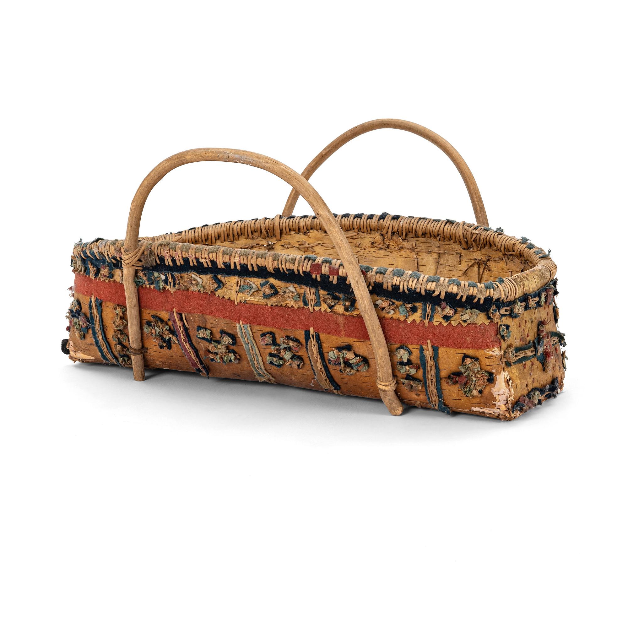 A Swedish folk art baptistal basket, Dalarna, late 19th century.