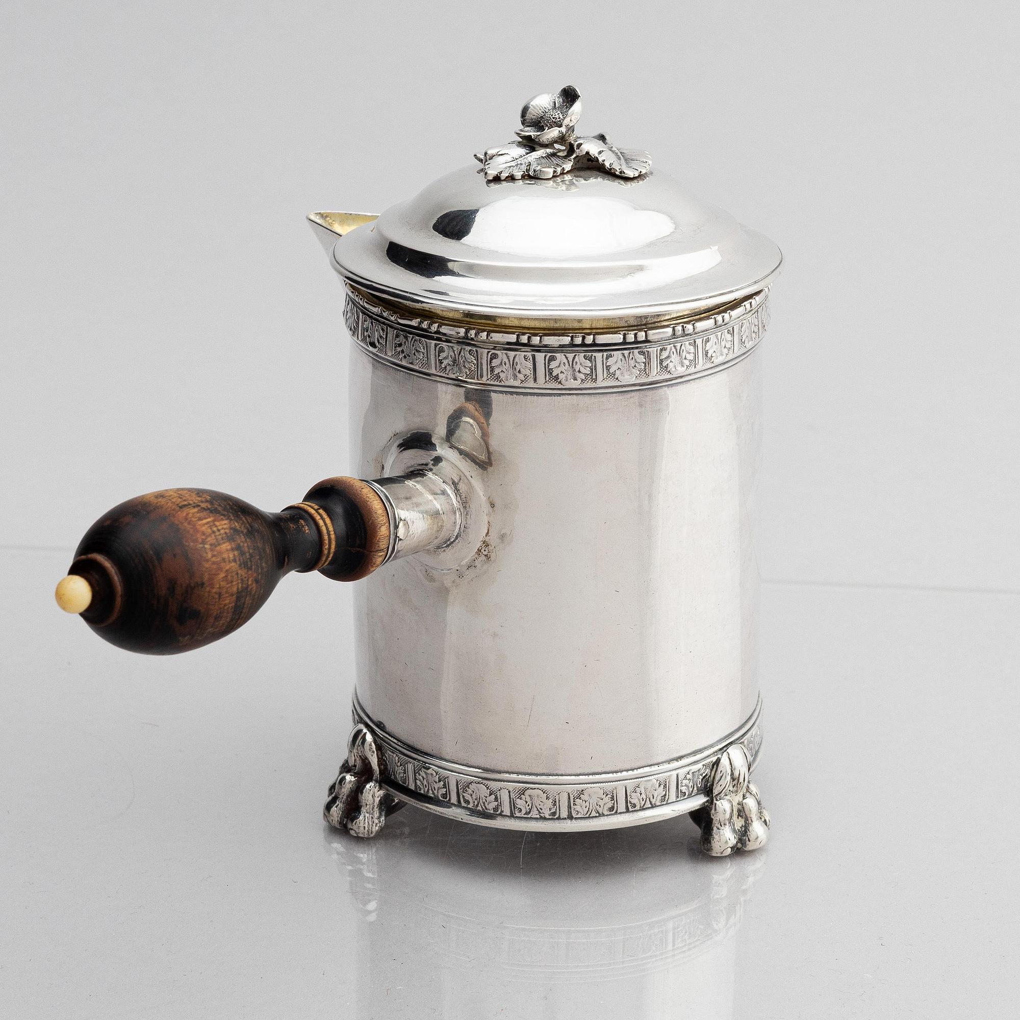 Pehr Zethelius, chokladkanna, silver, Stockholm 1789. Gustaviansk.