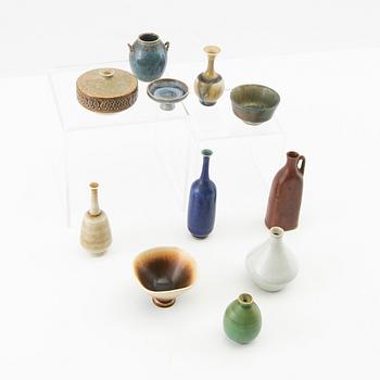 A collection of miniature vases and bowls, 10 pieces Rörstrand, second half of the 20th century.