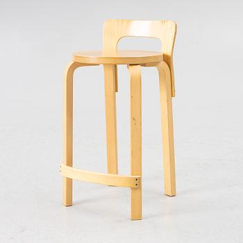 Alvar Aalto, bar stool, K65, Artek, Finland, contemporary production.