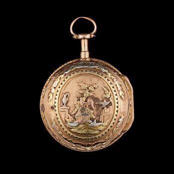 A gold verge pocket watch, Courvoisier, France. Late 18th century.