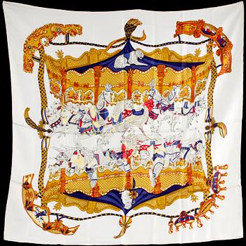 SCARF, siden, "Tournez Manege", design Annie Faivre, Hermès, Paris, 1900-talets andra hälft.